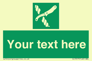 Custom sign safe condition Liferaft knife